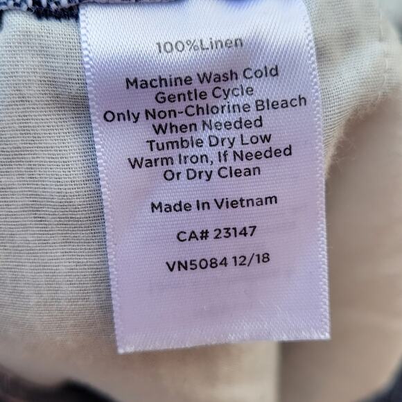 Talbots Washed Linen Chambray Pinstripe Drawstring Linen Pants 14P - Picture 3 of 8